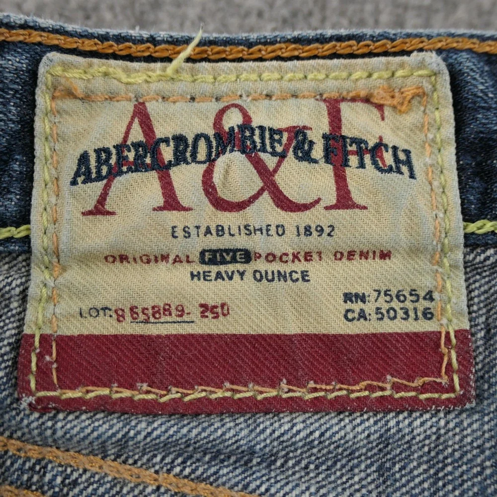 Abercrombie Fitch Mens Jeans 31x32 Blue Bootcut Button Fly Heavy Ounce Vintage